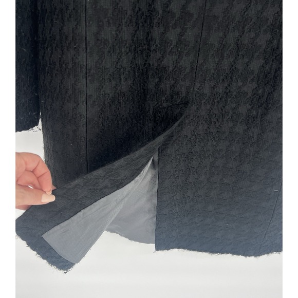 Women's Banana Republic Black Medium Wool Blend Houndstooth Italian Winter Coat - Picture 8 of 9